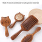 Cat Shaped Airbag Comb Golden Silk Sandalwood Handle round Handle Professional Hairdressing Salon Comb for Extensions And Wigs