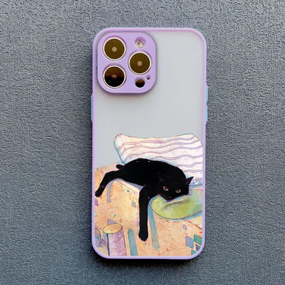 Cute Cat Goblet Drink Couple iPhone Case – Shockproof Back Cover for iPhone 16 Pro Max, 15 Pro Max, 14 Pro Max