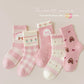 5 Pairs Autumn Socks Girls Floral Tulip Socks A Class Cotton Solid Socks Children Medium Length Spring Socks Baby Kids Socks