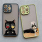 Dark Funny Cartoon Cat iPhone Case – Animal Soft Cover for iPhone 14, 15, 16 Series | Cute & Protective Phone Case