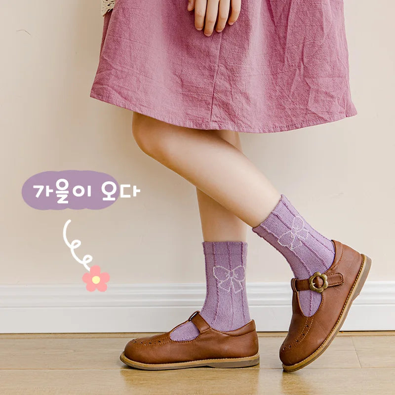 5 Pairs Girls' Cotton Socks – Soft Floral Print Toddler Socks for Spring & Autumn | Comfortable Kids Footwear