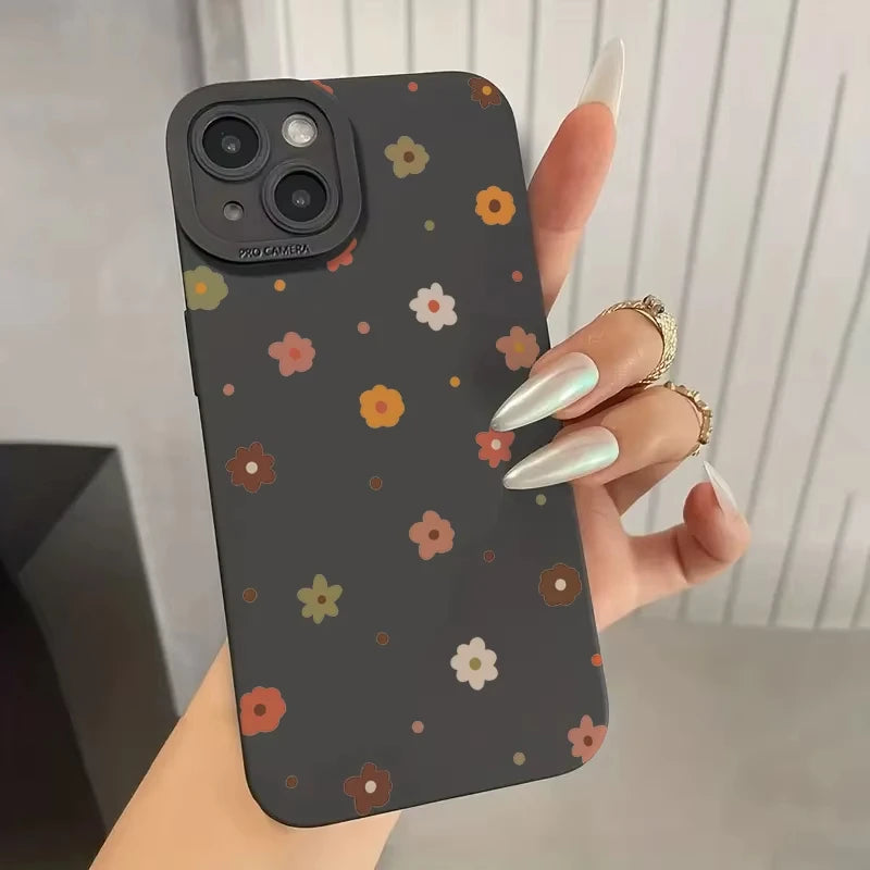 "Flowers & Hearts iPhone Case – Shockproof Candy Soft Silicone Cover for iPhone 16 Pro Max, 15, 14, 13, 12, 11, XS, XR, X, 7, 8 Plus