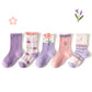 5 Pairs Girls' Cotton Socks – Soft Floral Print Toddler Socks for Spring & Autumn | Comfortable Kids Footwear