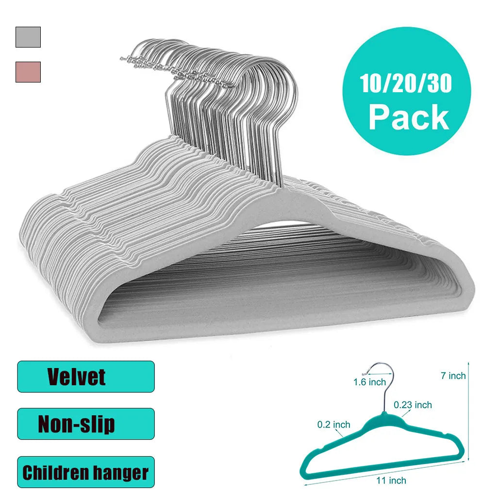 10/20/30PCS Baby Velvet Non-Slip Hangers – Space-Saving Flocked Kids Clothes Hangers with 360° Swivel Hook