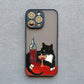 Dark Funny Cartoon Cat iPhone Case – Animal Soft Cover for iPhone 14, 15, 16 Series | Cute & Protective Phone Case
