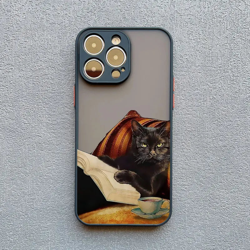 Cute Cat Goblet Drink Couple iPhone Case – Shockproof Back Cover for iPhone 16 Pro Max, 15 Pro Max, 14 Pro Max