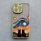 Black Cat Starry Night iPhone Case – Artistic Shockproof Cover for iPhone 14, 15, 16 Series | Soft Protective Shell
