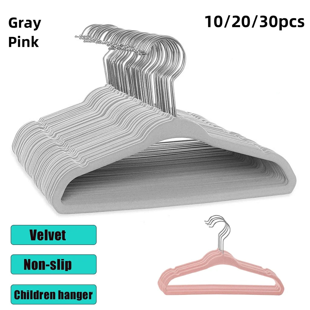 10/20/30PCS Baby Velvet Non-Slip Hangers – Space-Saving Flocked Kids Clothes Hangers with 360° Swivel Hook