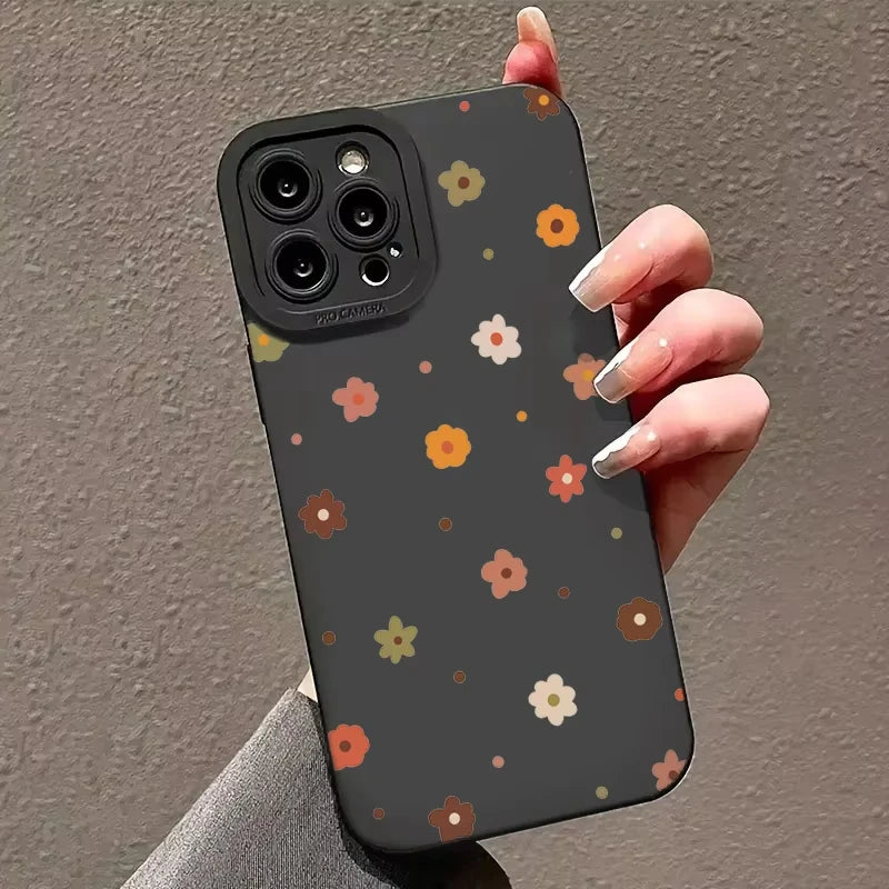 "Flowers & Hearts iPhone Case – Shockproof Candy Soft Silicone Cover for iPhone 16 Pro Max, 15, 14, 13, 12, 11, XS, XR, X, 7, 8 Plus
