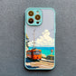 Landscape Cloud Tram Illustration iPhone Case – Soft Back Cover for iPhone 16 Pro Max, 15 Pro Max, 14 Pro Max