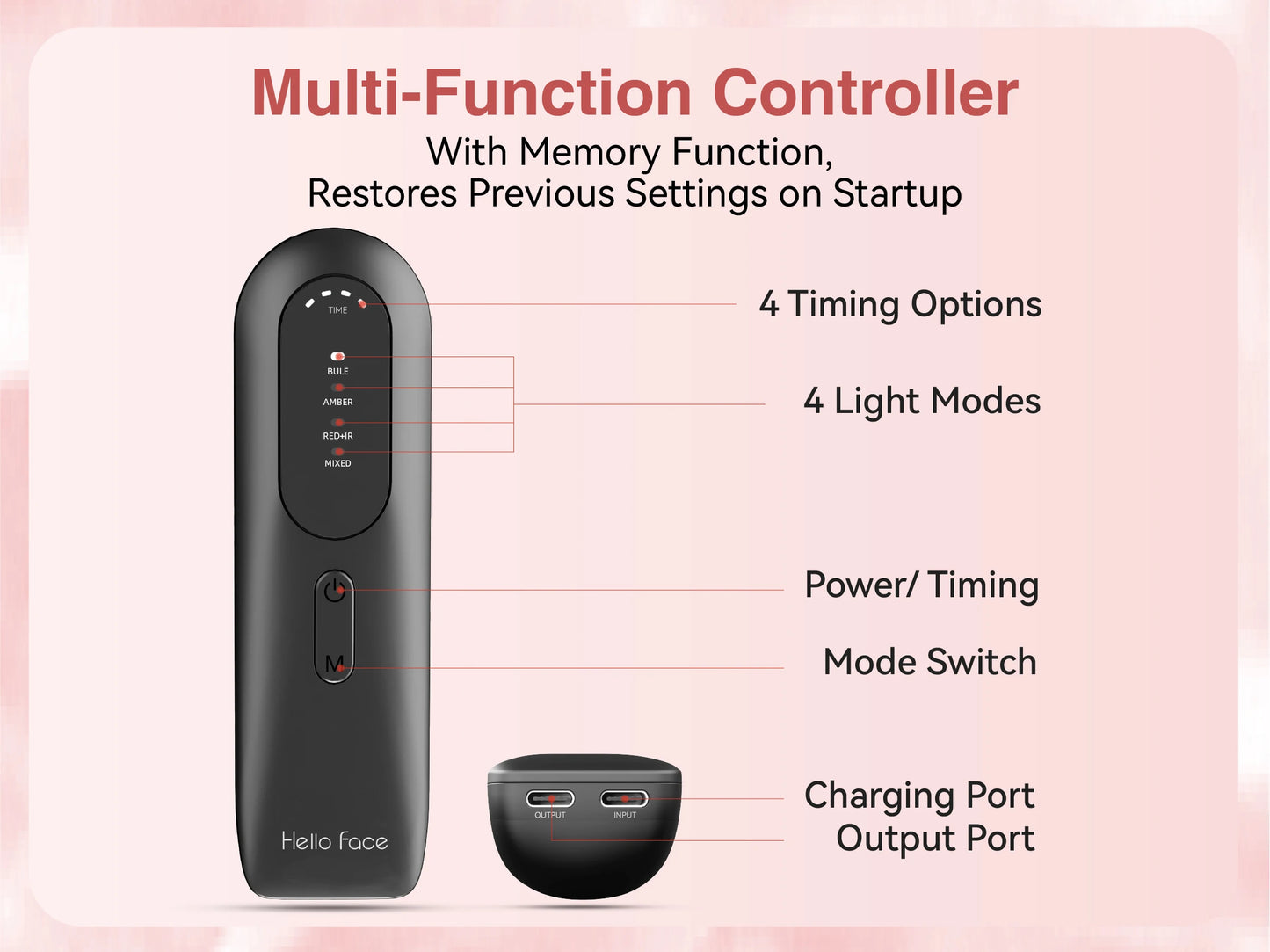 Hello Face M500S LED Mask – Skin Care Therapy Device for Face Rejuvenation, Perfect Gift for Lovers, Parents & Friends