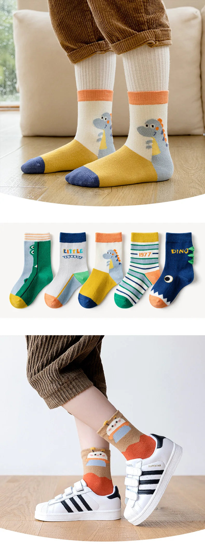 5 Pairs Girls' Cotton Socks – Soft Floral Print Toddler Socks for Spring & Autumn | Comfortable Kids Footwear