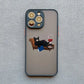 Dark Funny Cartoon Cat iPhone Case – Animal Soft Cover for iPhone 14, 15, 16 Series | Cute & Protective Phone Case