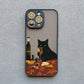 Cute Cat Goblet Drink Couple iPhone Case – Shockproof Back Cover for iPhone 16 Pro Max, 15 Pro Max, 14 Pro Max