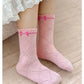 Spring Girls Socks Baby Sweet Rosy Bowknot Pattern Socks Cotton Socks Children Calf Socks Kids Socks 5 Pairs