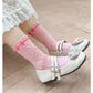Spring Girls Socks Baby Sweet Rosy Bowknot Pattern Socks Cotton Socks Children Calf Socks Kids Socks 5 Pairs