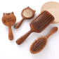 Cat Shaped Airbag Comb Golden Silk Sandalwood Handle round Handle Professional Hairdressing Salon Comb for Extensions And Wigs