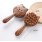 Cat Shaped Airbag Comb Golden Silk Sandalwood Handle round Handle Professional Hairdressing Salon Comb for Extensions And Wigs