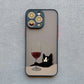 Cute Cat Goblet Drink Couple iPhone Case – Shockproof Back Cover for iPhone 16 Pro Max, 15 Pro Max, 14 Pro Max