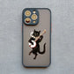 Dark Funny Cartoon Cat iPhone Case – Animal Soft Cover for iPhone 14, 15, 16 Series | Cute & Protective Phone Case