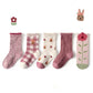 5 Pairs Girls' Cotton Socks – Soft Floral Print Toddler Socks for Spring & Autumn | Comfortable Kids Footwear
