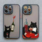 Dark Funny Cartoon Cat iPhone Case – Animal Soft Cover for iPhone 14, 15, 16 Series | Cute & Protective Phone Case
