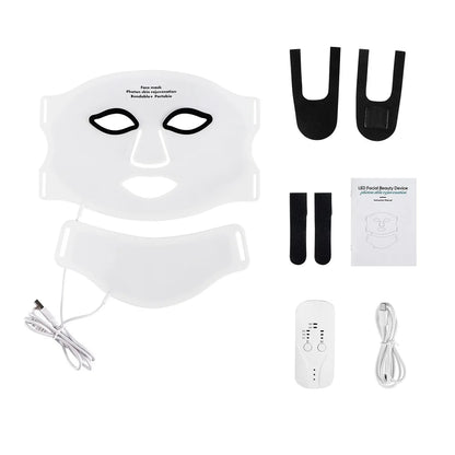 Silicone LED Face & Neck Mask – 7-Color Photon Light & Infrared Therapy, Flexible Wireless Facial Mask for Skin Repair & Rejuvenation