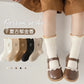 5 Pairs Autumn Socks Girls Floral Tulip Socks A Class Cotton Solid Socks Children Medium Length Spring Socks Baby Kids Socks
