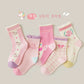 5 Pairs Autumn Socks Girls Floral Tulip Socks A Class Cotton Solid Socks Children Medium Length Spring Socks Baby Kids Socks