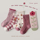 5 Pairs Autumn Socks Girls Floral Tulip Socks A Class Cotton Solid Socks Children Medium Length Spring Socks Baby Kids Socks