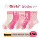 Spring Girls Socks Baby Sweet Rosy Bowknot Pattern Socks Cotton Socks Children Calf Socks Kids Socks 5 Pairs