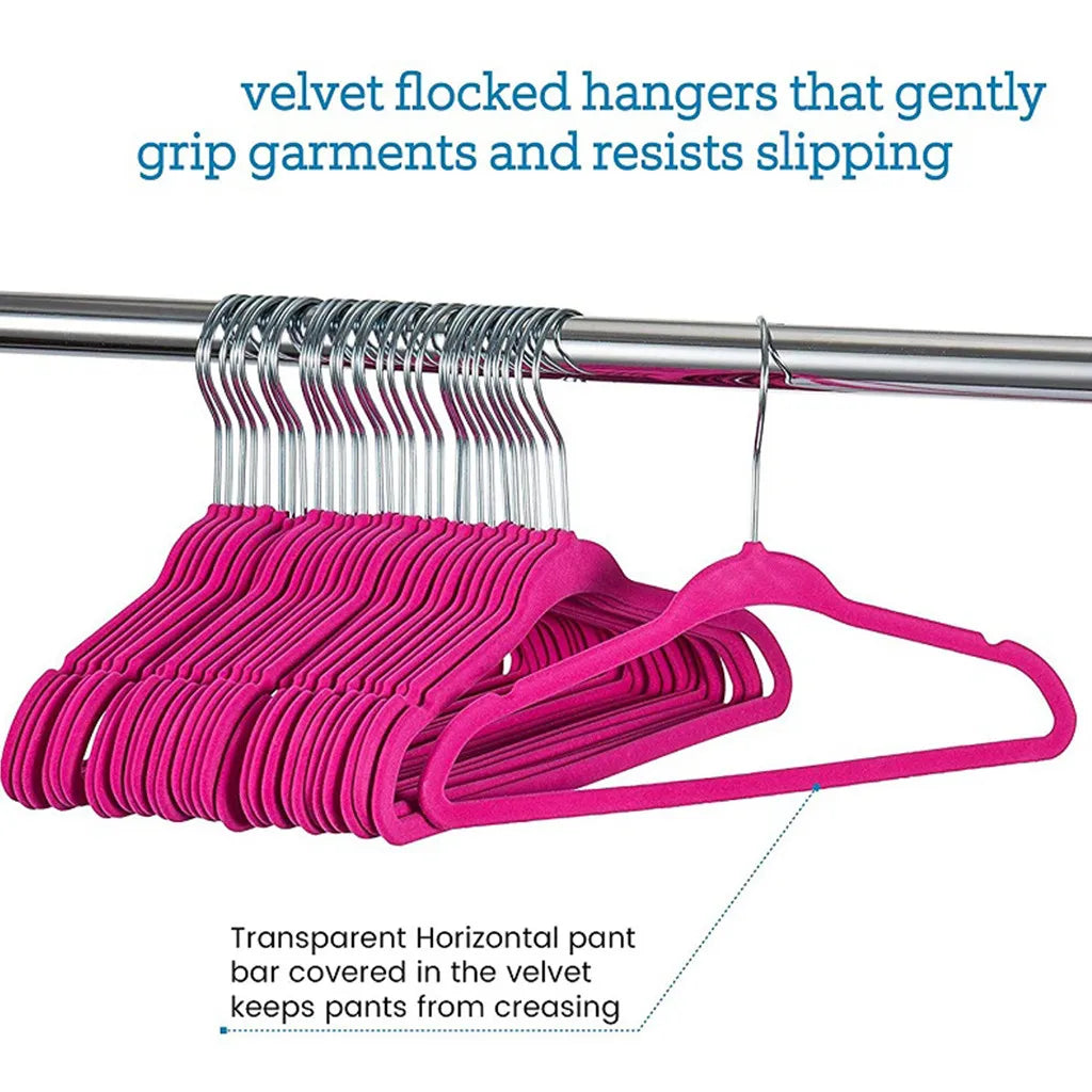 10/20/30PCS Baby Velvet Non-Slip Hangers – Space-Saving Flocked Kids Clothes Hangers with 360° Swivel Hook
