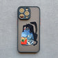 Dark Funny Cartoon Cat iPhone Case – Animal Soft Cover for iPhone 14, 15, 16 Series | Cute & Protective Phone Case