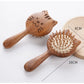 Cat Shaped Airbag Comb Golden Silk Sandalwood Handle round Handle Professional Hairdressing Salon Comb for Extensions And Wigs