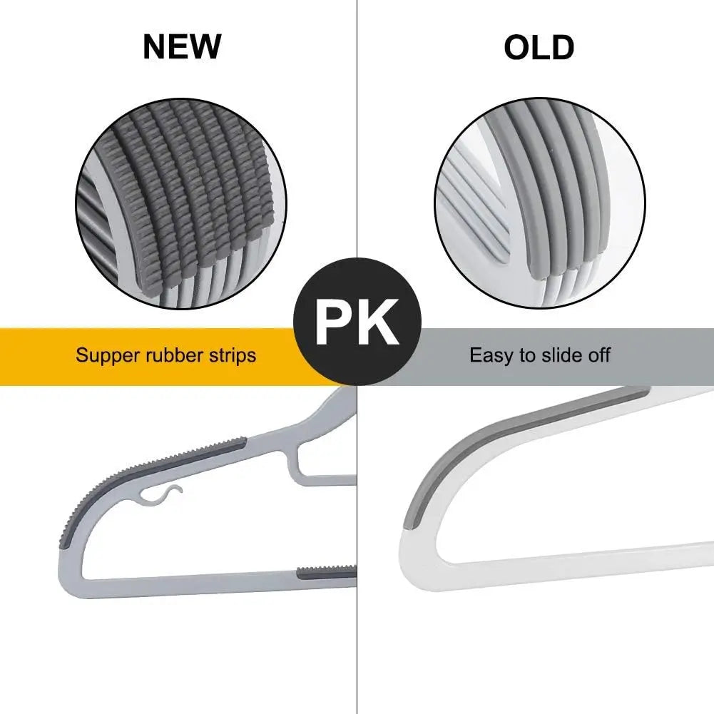 50-Pack Heavy Duty Plastic Hangers – Non-Slip, 360° Swivel Hook, Space-Saving Closet Organizer for Shirts & Wardrobe