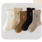 5 Pairs Autumn Socks Girls Floral Tulip Socks A Class Cotton Solid Socks Children Medium Length Spring Socks Baby Kids Socks