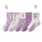 5 Pairs Girls' Cotton Socks – Soft Floral Print Toddler Socks for Spring & Autumn | Comfortable Kids Footwear