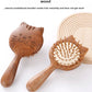 Cat Shaped Airbag Comb Golden Silk Sandalwood Handle round Handle Professional Hairdressing Salon Comb for Extensions And Wigs