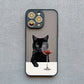 Cute Cat Goblet Drink Couple iPhone Case – Shockproof Back Cover for iPhone 16 Pro Max, 15 Pro Max, 14 Pro Max