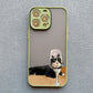 Dark Funny Cartoon Cat iPhone Case – Animal Soft Cover for iPhone 14, 15, 16 Series | Cute & Protective Phone Case