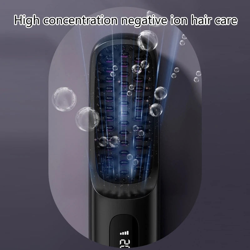 Hair Straightening Brush Practical Hair Comb Electric Ceramic Heating Straight Hair Comb Rechargeable Hair Styling Comb