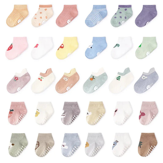 3 Pairs Baby Mesh Socks (0–5Y) – Breathable Anti-Slip Cartoon Boat Socks for Newborns & Toddlers – Unisex Summer Socks