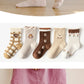 5 Pairs Girls' Cotton Socks – Soft Floral Print Toddler Socks for Spring & Autumn | Comfortable Kids Footwear