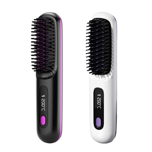Hair Straightening Brush Practical Hair Comb Electric Ceramic Heating Straight Hair Comb Rechargeable Hair Styling Comb