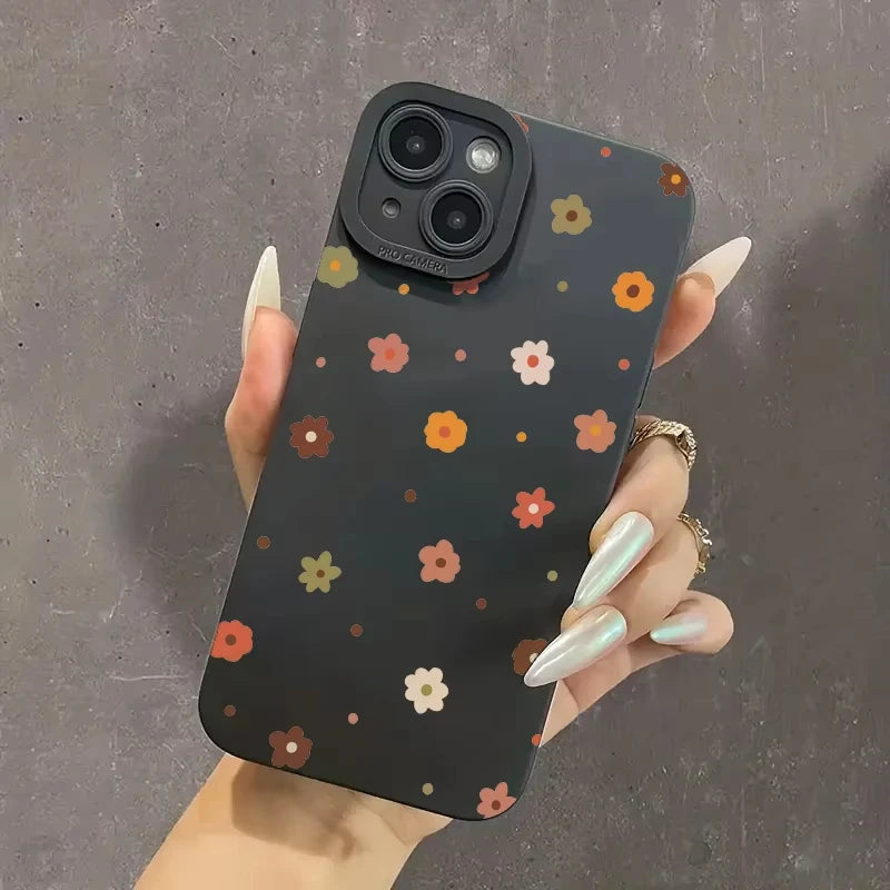 "Flowers & Hearts iPhone Case – Shockproof Candy Soft Silicone Cover for iPhone 16 Pro Max, 15, 14, 13, 12, 11, XS, XR, X, 7, 8 Plus