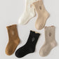 5 Pairs Autumn Socks Girls Floral Tulip Socks A Class Cotton Solid Socks Children Medium Length Spring Socks Baby Kids Socks