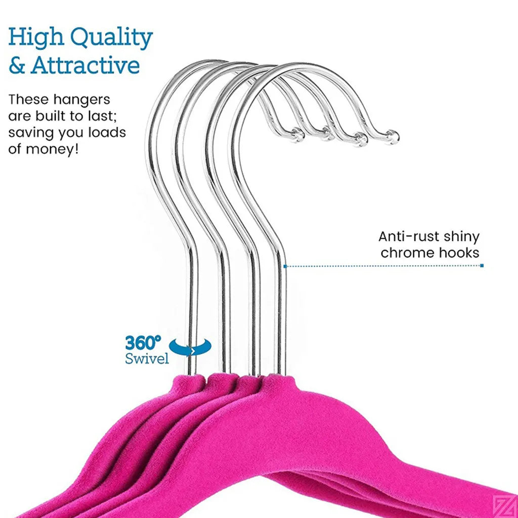 10/20/30PCS Baby Velvet Non-Slip Hangers – Space-Saving Flocked Kids Clothes Hangers with 360° Swivel Hook