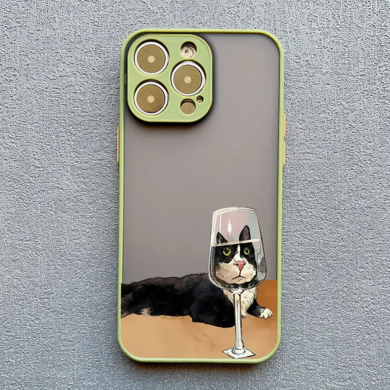 Dark Funny Cartoon Cat iPhone Case – Animal Soft Cover for iPhone 14, 15, 16 Series | Cute & Protective Phone Case