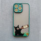 Dark Funny Cartoon Cat iPhone Case – Animal Soft Cover for iPhone 14, 15, 16 Series | Cute & Protective Phone Case
