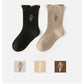 5 Pairs Autumn Socks Girls Floral Tulip Socks A Class Cotton Solid Socks Children Medium Length Spring Socks Baby Kids Socks
